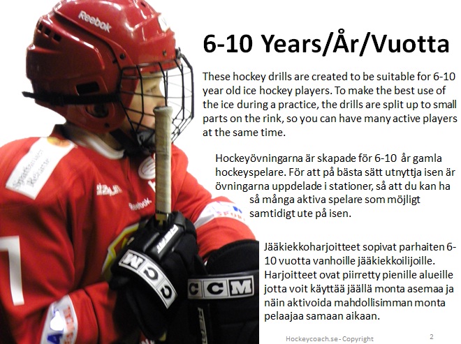 Hockeyövningar och träningar för 6, 7, 8, 9 och 10 år gamla hockeyspelare